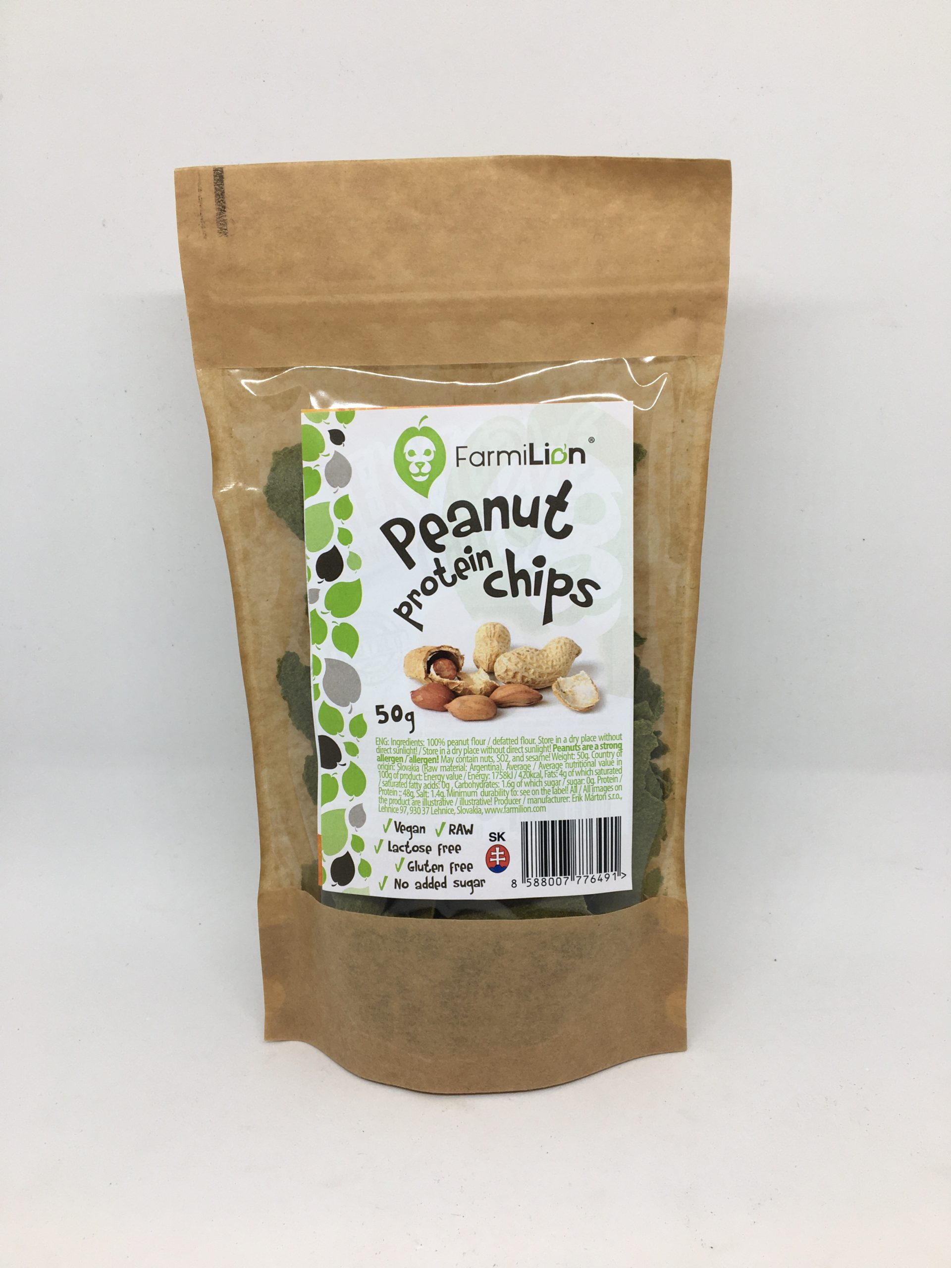 Peanut Protein Chips 100% VEGAN, 56% Protein RAW 50g